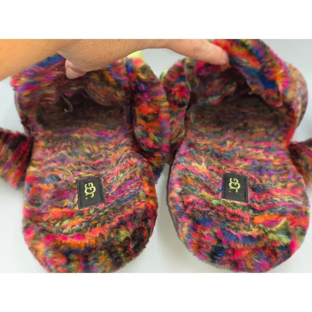 Mens 12 UGG Fluff It Pixelate Faux Shearling Slide/Slipper 1131550